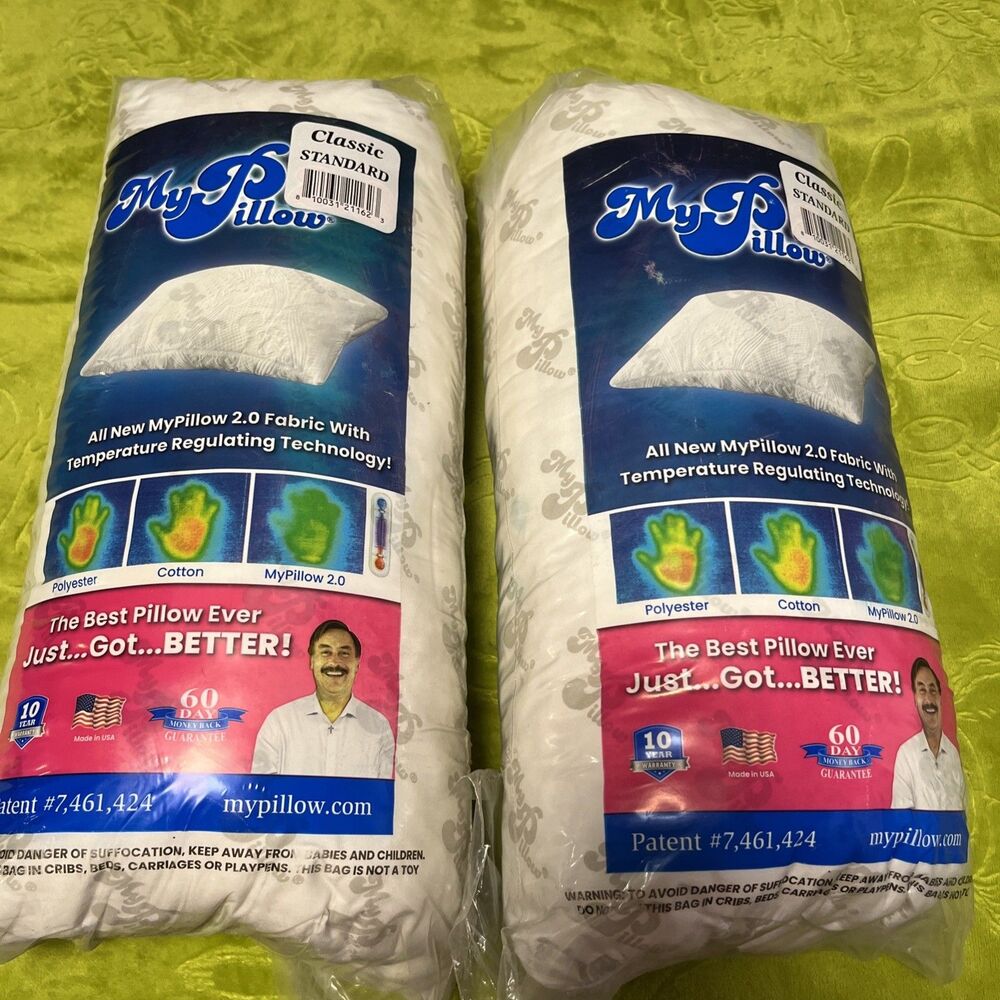MyPillow set of 2 My Pillow Classic Standard Queen Size Machine Washable USA